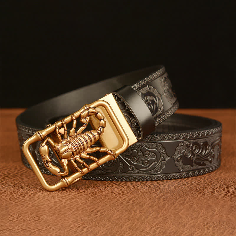 Men's Scorpion Embossed Engraved Leather Belt - Image 2