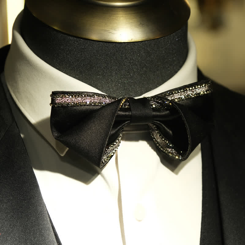 Men's Sea Of Stars Black Rhinestone Bow Tie - Image 2