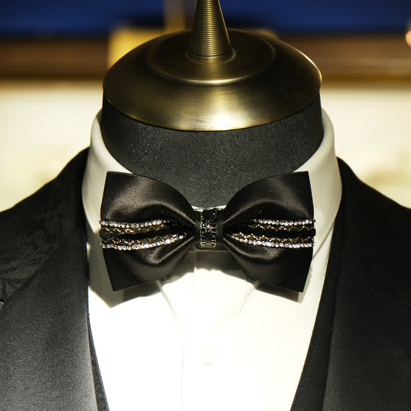 Men's Sea Of Stars Black Rhinestone Bow Tie - Image 5