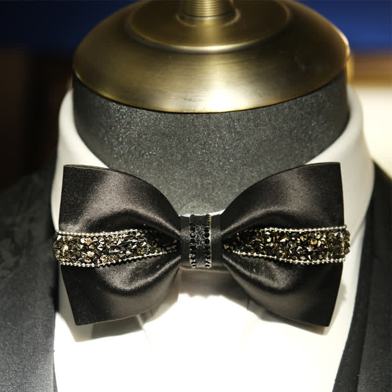 Men's Sea Of Stars Black Rhinestone Bow Tie - Image 6