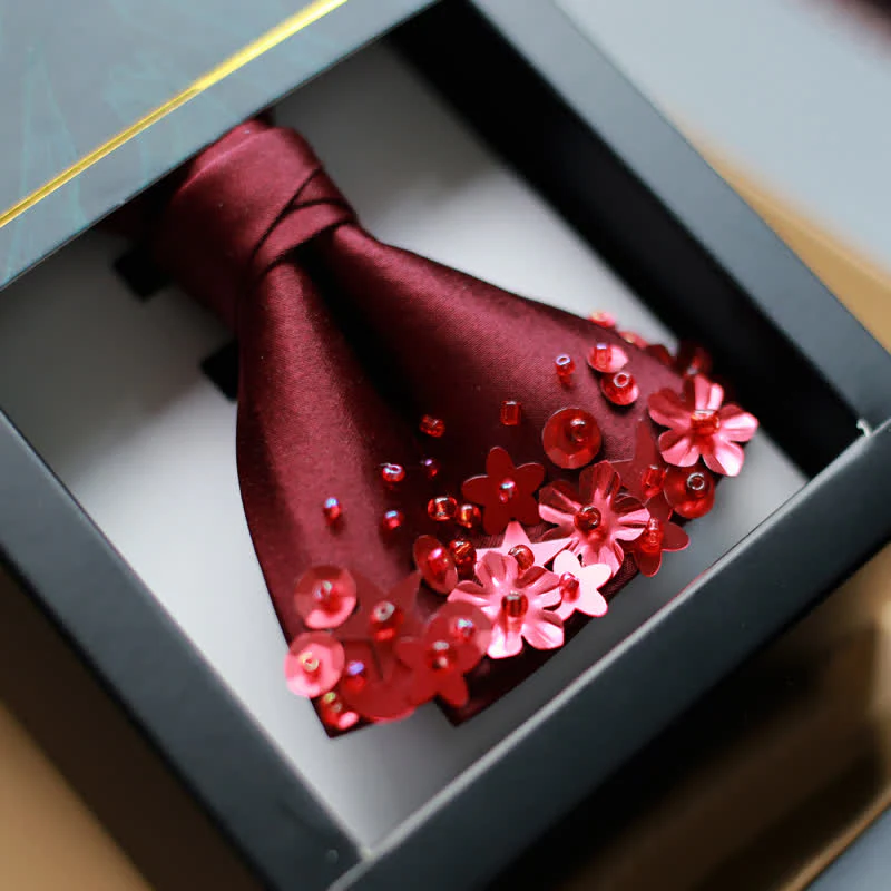 Men's Sequin Flourishing Bow Tie Pocket Square - Image 4