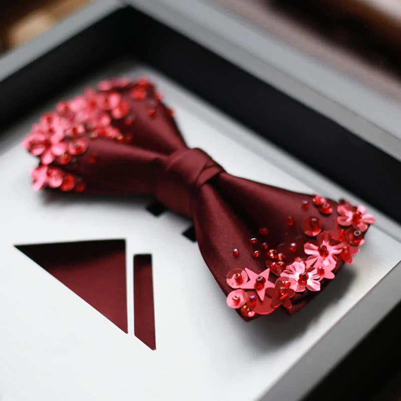 Men's Sequin Flourishing Bow Tie Pocket Square - Image 9