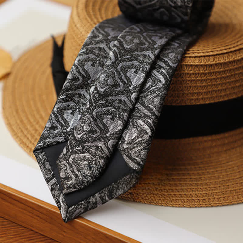 Men's Shade of Gray Exotic Mystery Geometric Necktie - Image 3