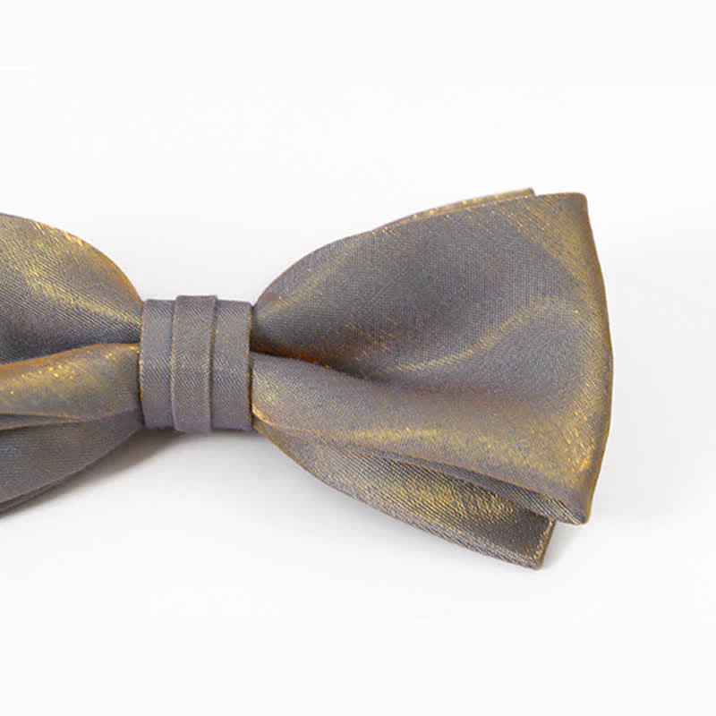 Men's Shining Gray Double Layered Bow Tie - Image 3