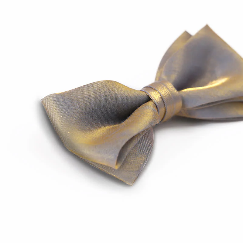 Men's Shining Gray Double Layered Bow Tie - Image 4
