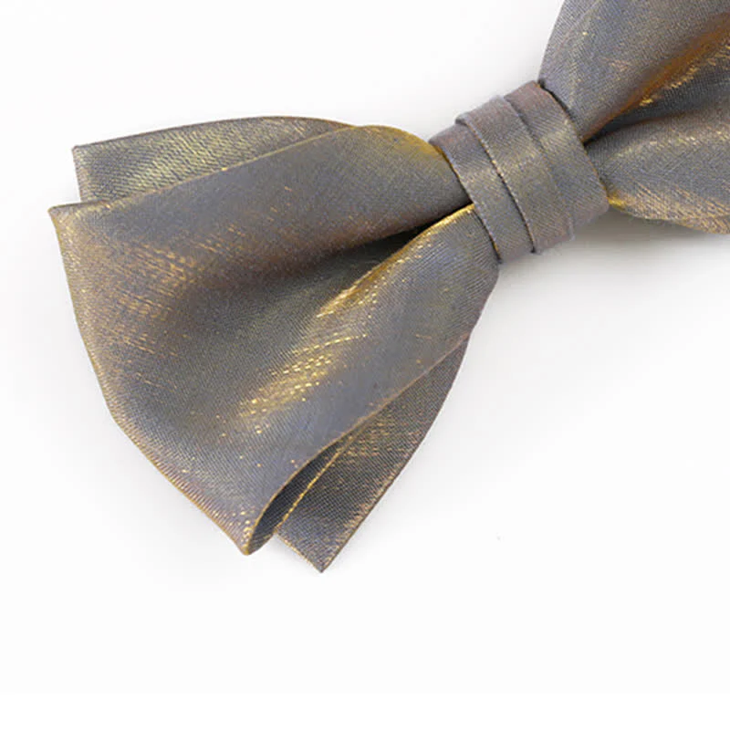 Men's Shining Gray Double Layered Bow Tie - Image 5