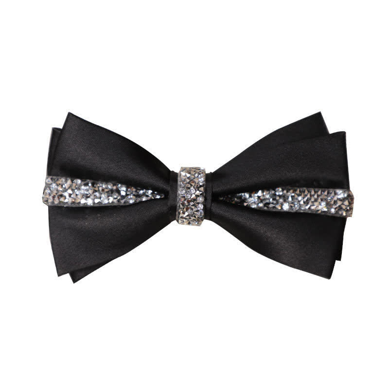 Men's Shining Rhinestone Satin Bow Tie Pocket Square Set - Image 5