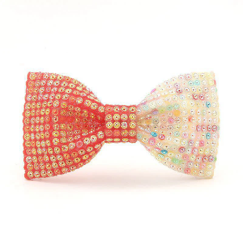 Men's Shiny Color Resin Rhinestone Block Bow Tie - Image 11