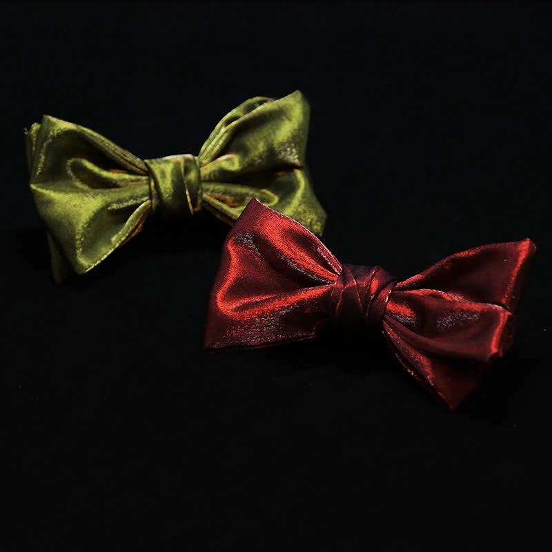 Men's Shiny Gorgeous Red OliveDrab Bow Tie - Image 2