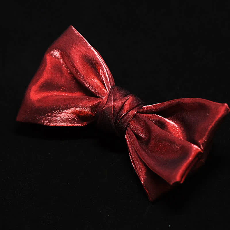 Men's Shiny Gorgeous Red OliveDrab Bow Tie - Image 3