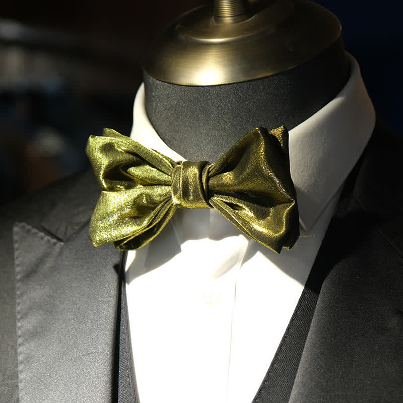 Men's Shiny Gorgeous Red OliveDrab Bow Tie - Image 5