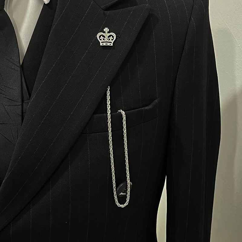 Men's Shirt Tuxedo Stud Lapel Chain Suit Brooch with Hanging Chain - Image 3