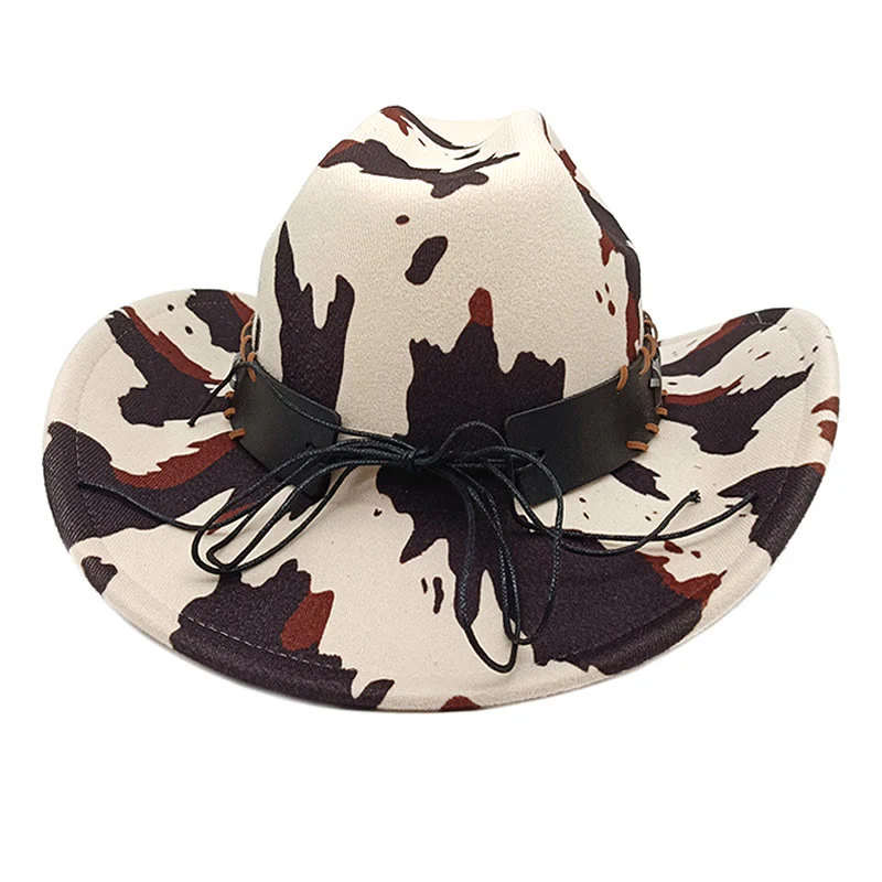 Men's Silver Long Horned Bull Belt Cow Pattern Cowboy Hat - Image 4