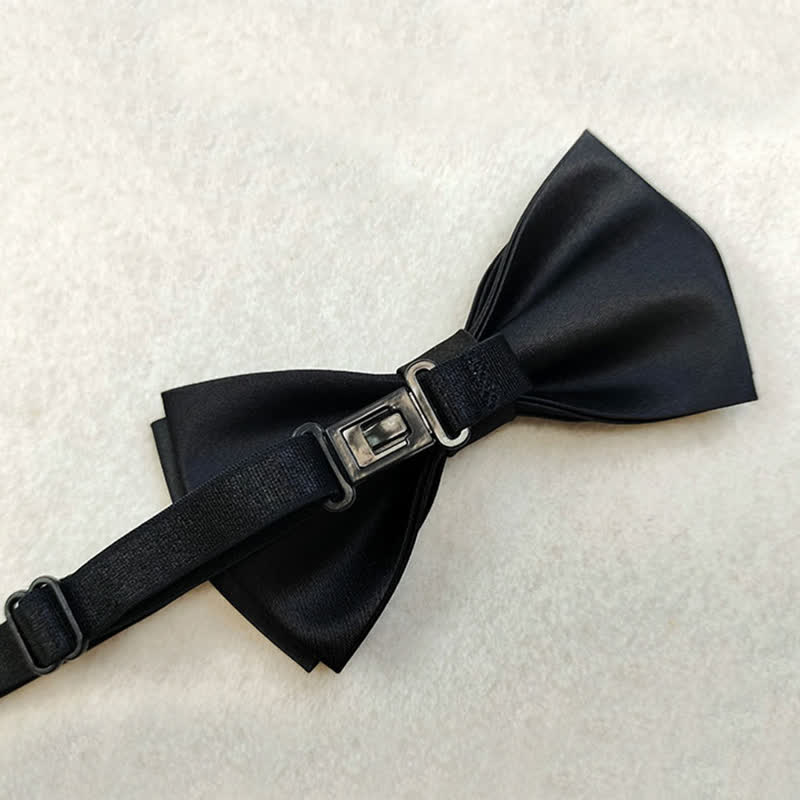 Men's Silver Metal Crown & Cross Chain Bow Tie - Image 4