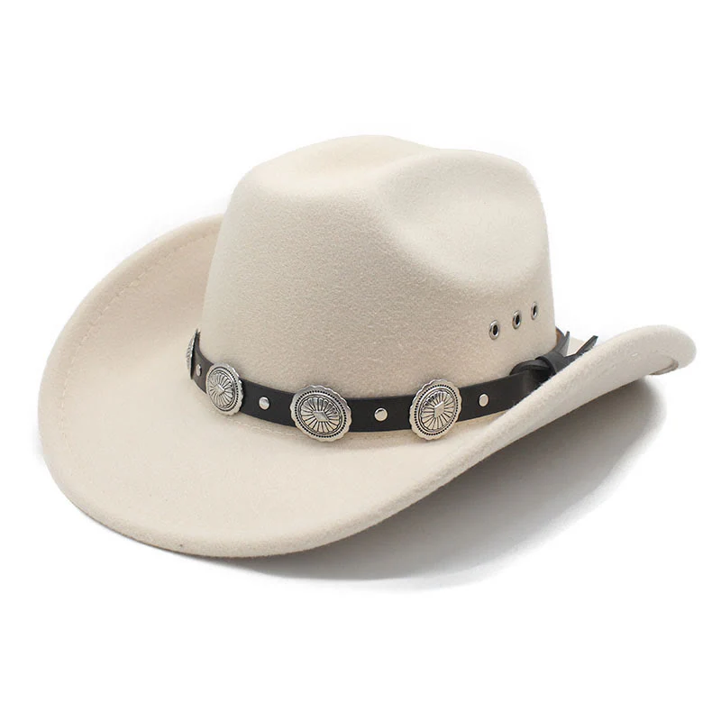Men's Silver Patterned Disc Brim Belt Cowboy Hat - Image 5