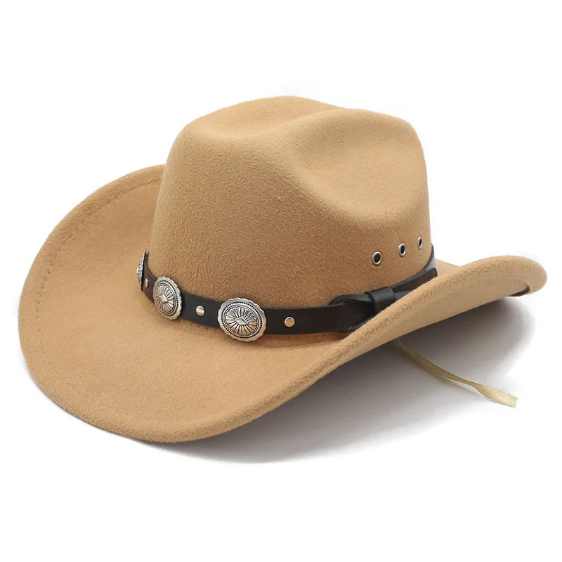 Men's Silver Patterned Disc Brim Belt Cowboy Hat - Image 7