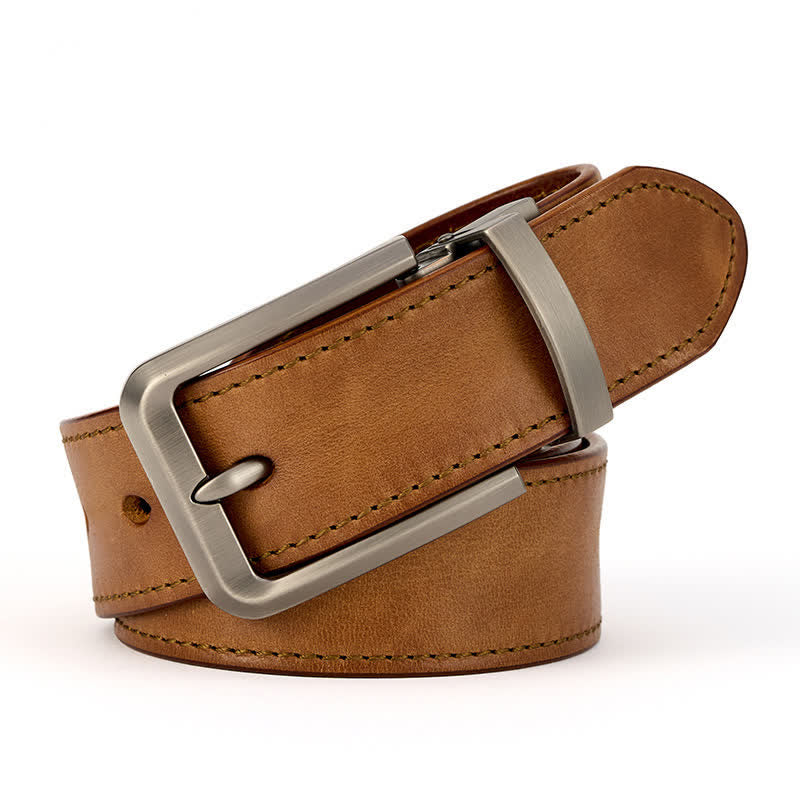 Men's Simple Capable Sewing Detailed Leather Belt - Image 2