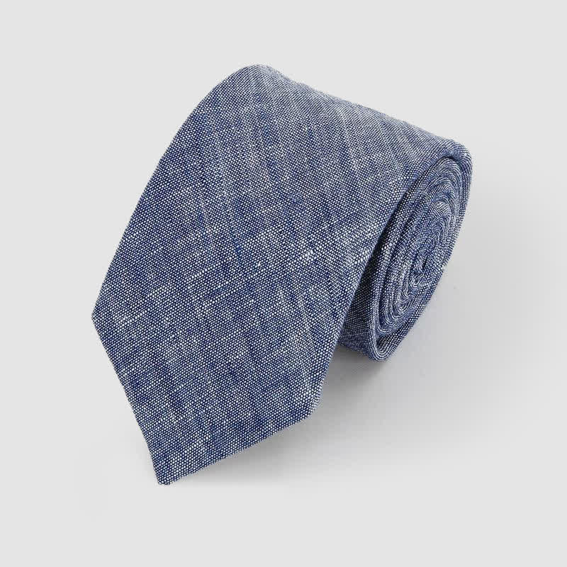 Men's Simple Classic Striped Pattern Cotton Linen Necktie - Image 2