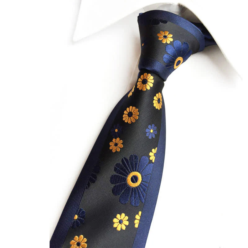 Men's Simple Daisy Floral Narrow Necktie - Image 2