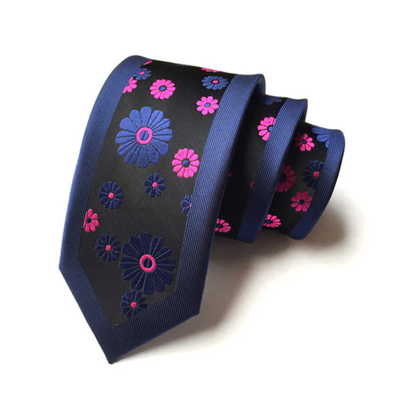 Men's Simple Daisy Floral Narrow Necktie - Image 3