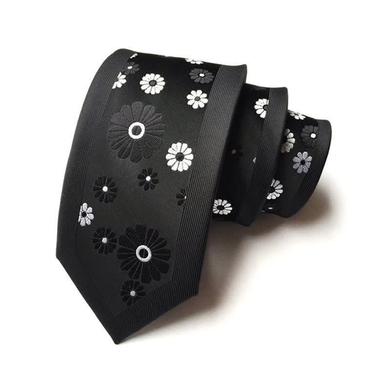 Men's Simple Daisy Floral Narrow Necktie - Image 5