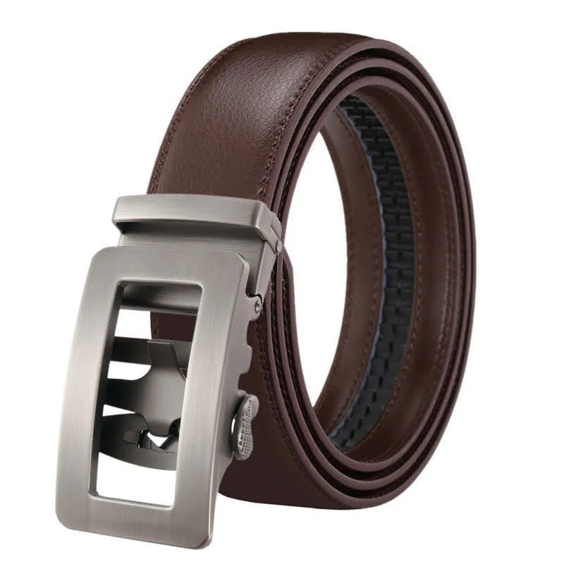 Men's Simple Hollow Automatic Buckle Leather Belt - Image 8