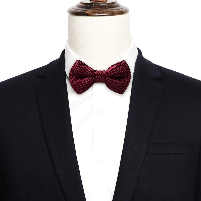 Men's Simple Solid Color Knitting Groom Bow Tie - Image 2