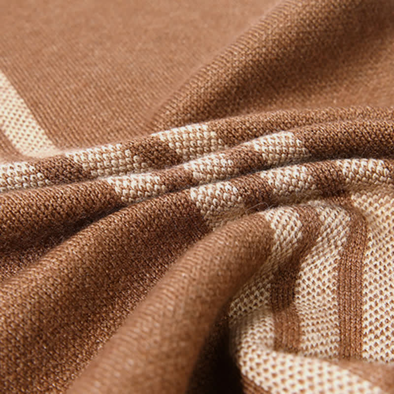 Men's Simple Striped & Plaid Patterned Wool Scarf - Image 9