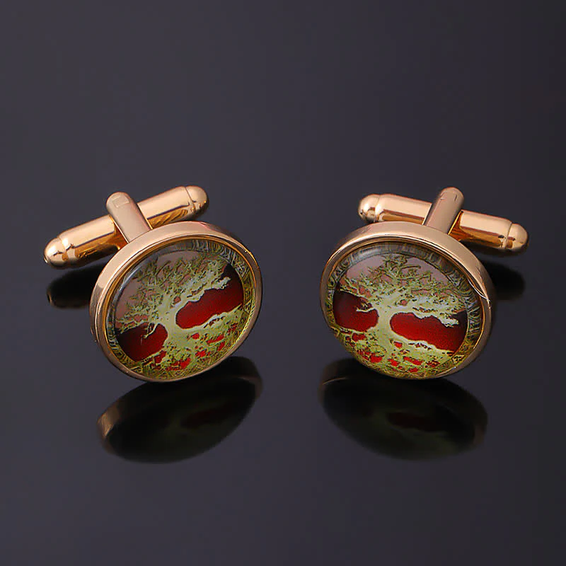 Men's Simple Tree of Life Pattern Shirt Cufflinks - Image 5