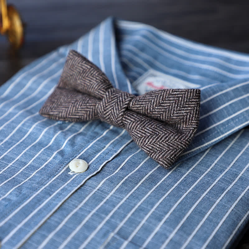 Men's Simple Tweed Wool Blend Bow Tie - Image 14
