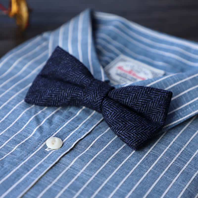 Men's Simple Tweed Wool Blend Bow Tie - Image 15