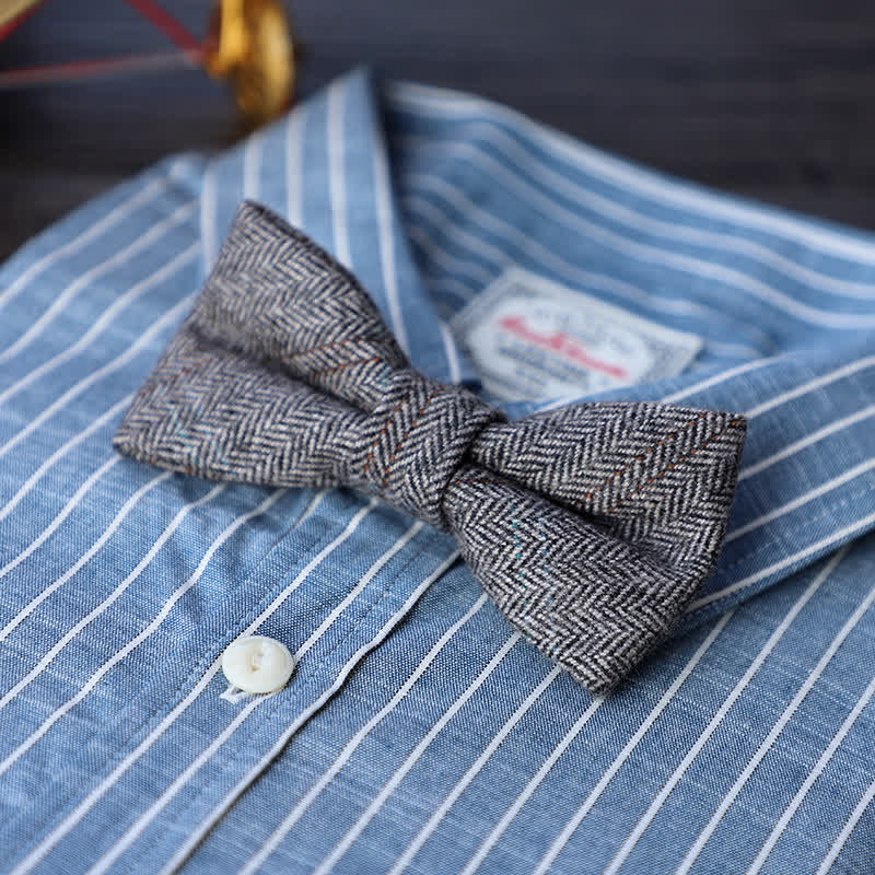 Men's Simple Tweed Wool Blend Bow Tie - Image 16
