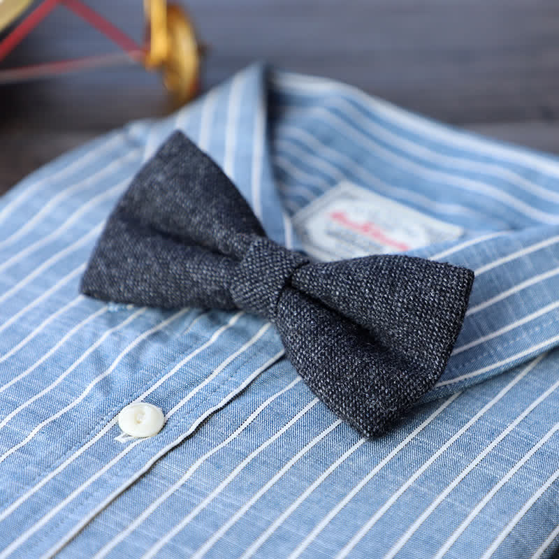 Men's Simple Tweed Wool Blend Bow Tie - Image 3