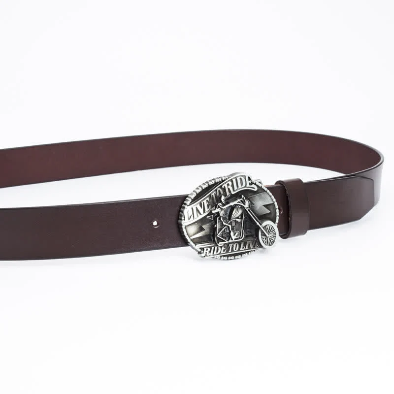Men's Skeleton Motorcyclist Skull Leather Belt - Image 6
