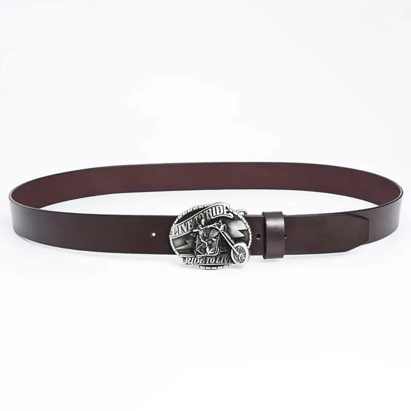 Men's Skeleton Motorcyclist Skull Leather Belt - Image 7