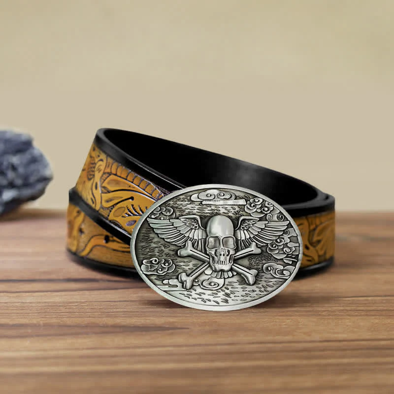 Men's DIY Skull Angel Creative Beer Holder Buckle Leather Belt - Image 29