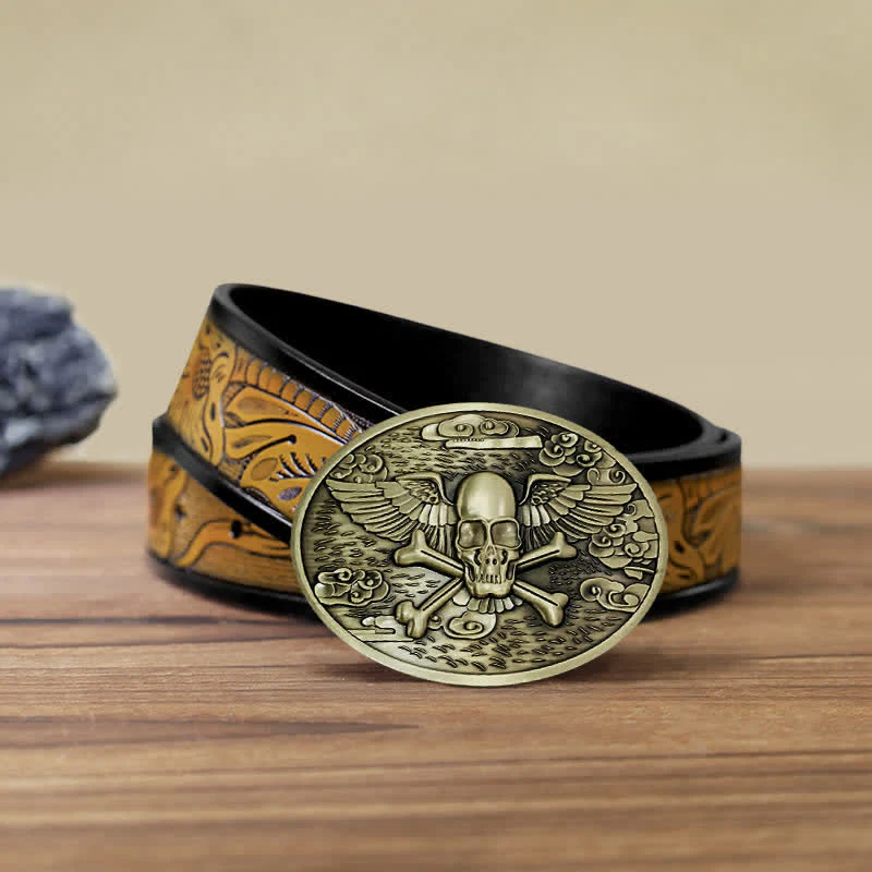 Men's DIY Skull Angel Creative Beer Holder Buckle Leather Belt - Image 30