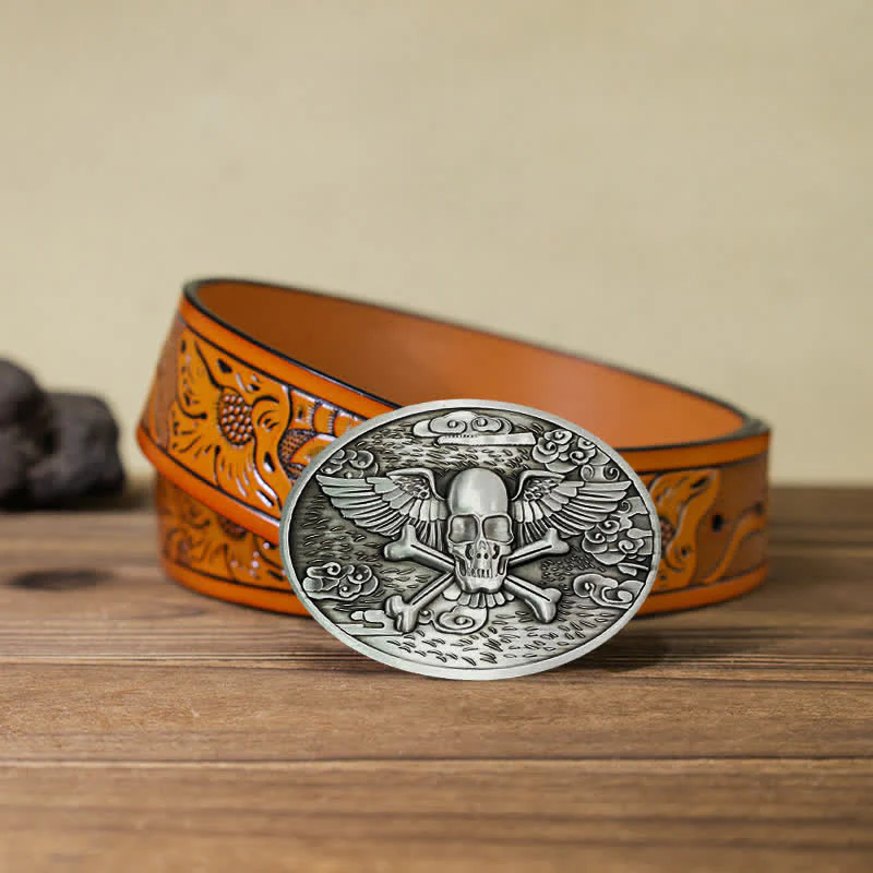 Men's DIY Skull Angel Creative Beer Holder Buckle Leather Belt - Image 33