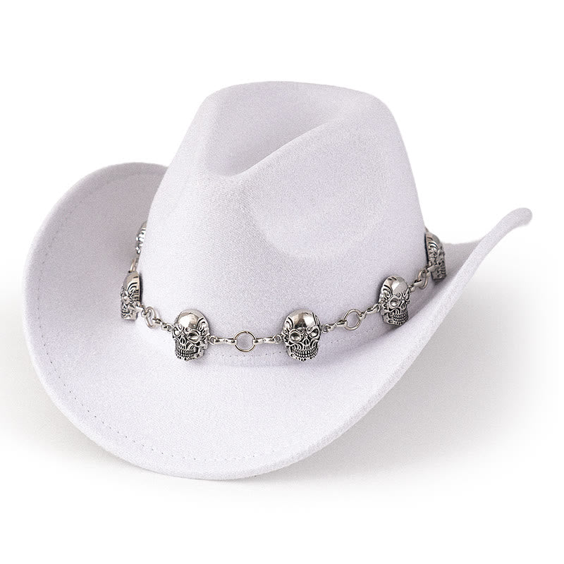Men's Skull Chain Trim Cowboy Hat - Image 10
