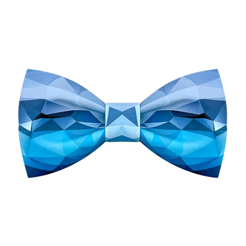 Men's Sky Blue Geometric Printing Bow Tie