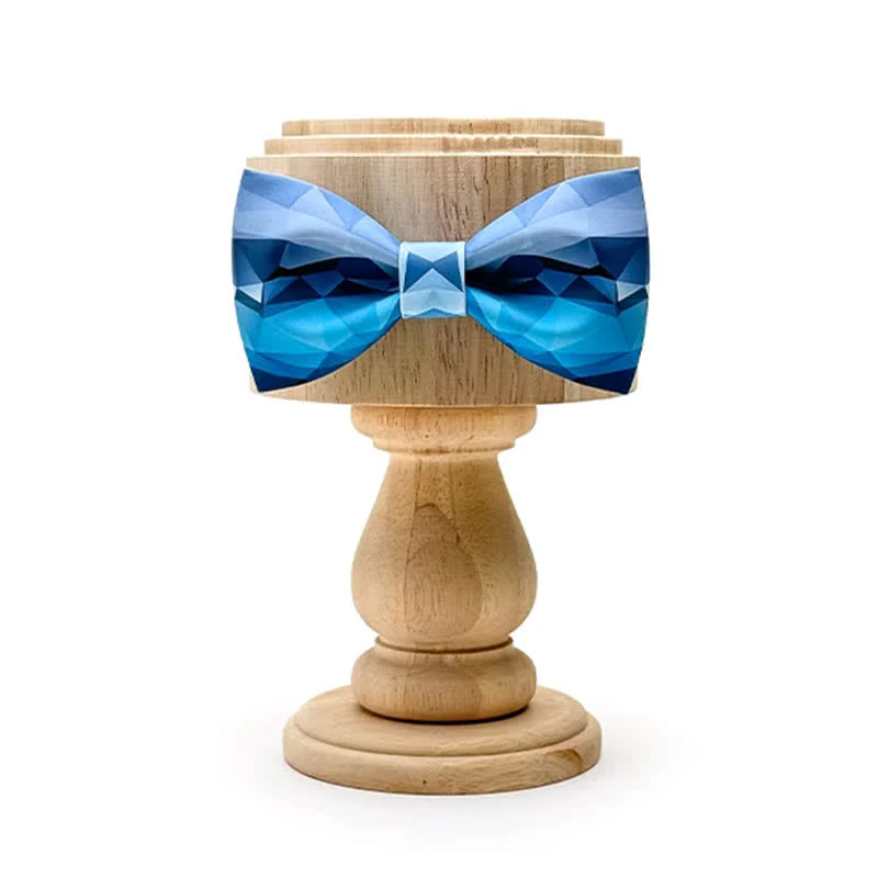 Men's Sky Blue Geometric Printing Bow Tie - Image 2
