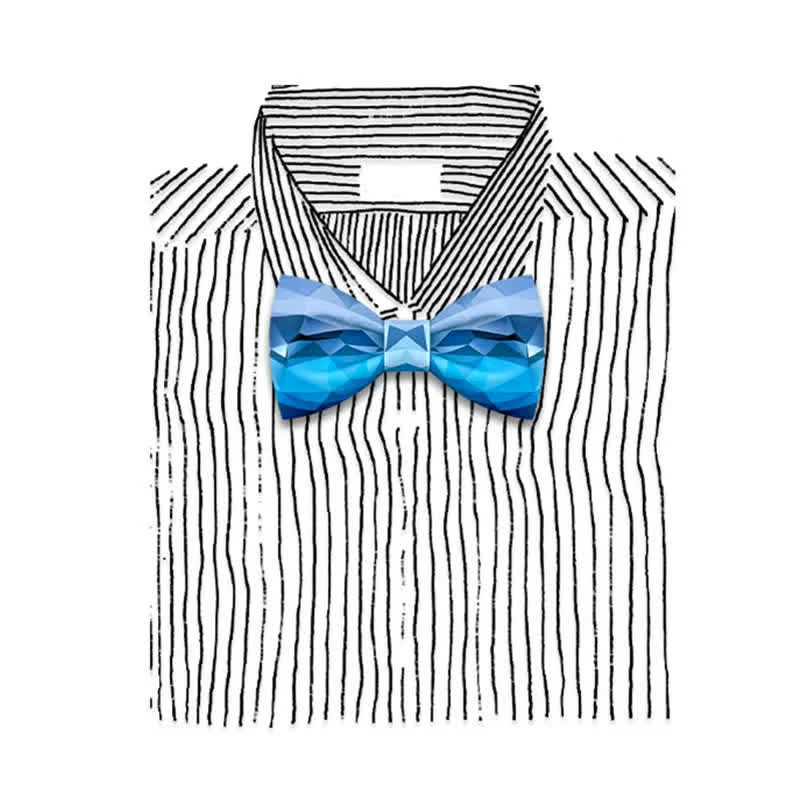 Men's Sky Blue Geometric Printing Bow Tie - Image 4