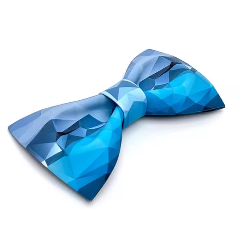 Men's Sky Blue Geometric Printing Bow Tie - Image 5