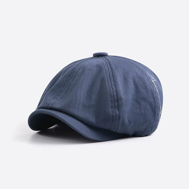 Men's Sleek Retro Embroidered Detail Newsboy Beret Hat