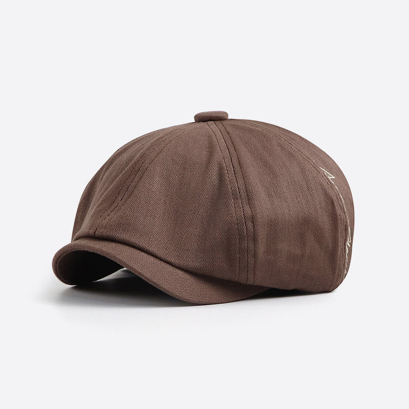 Men's Sleek Retro Embroidered Detail Newsboy Beret Hat - Image 4
