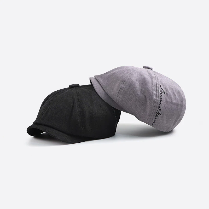 Men's Sleek Retro Embroidered Detail Newsboy Beret Hat - Image 6