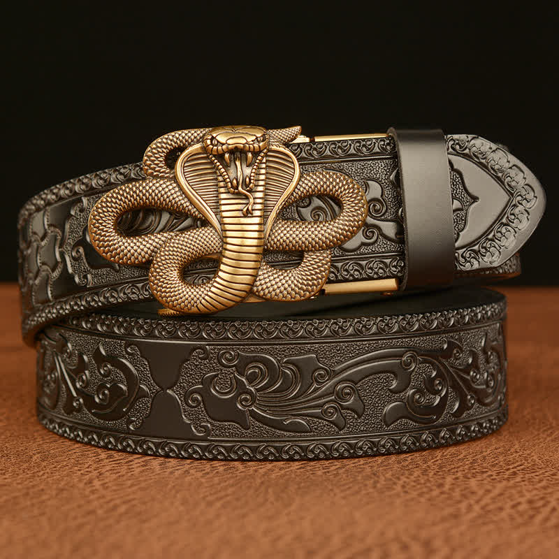 Men's Snake Medallion Buckle Leather Belt - Image 11