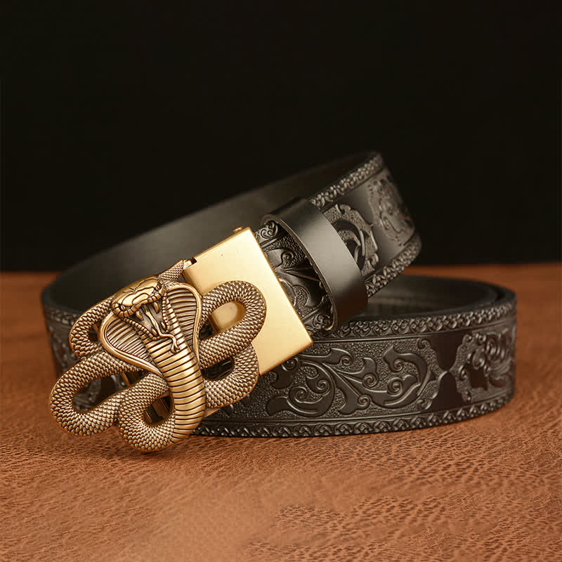 Men's Snake Medallion Buckle Leather Belt - Image 12