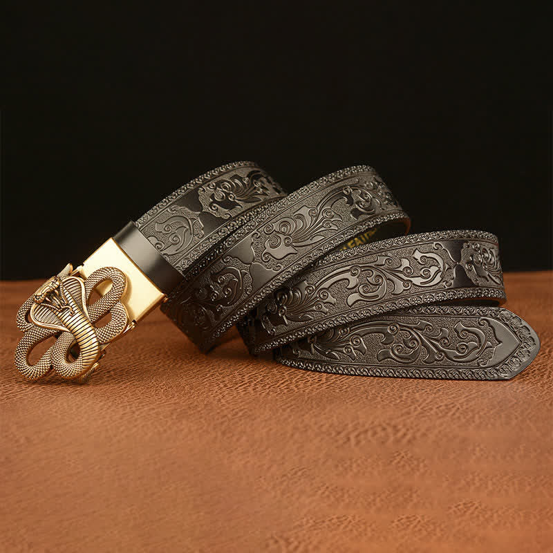 Men's Snake Medallion Buckle Leather Belt - Image 13