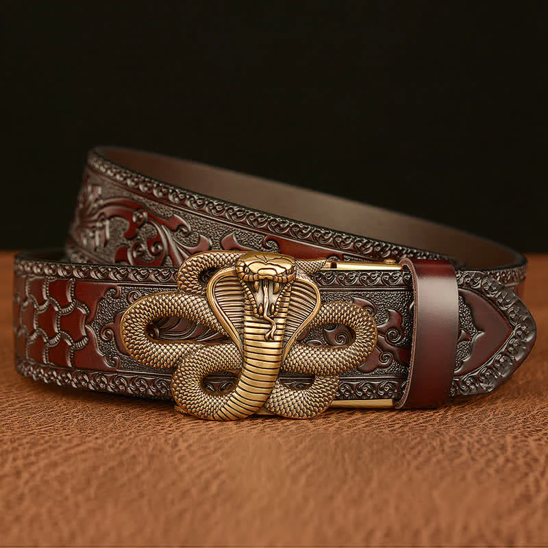 Men's Snake Medallion Buckle Leather Belt - Image 3